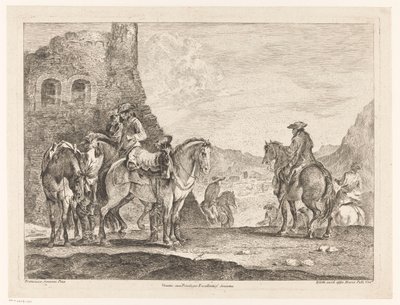 Ryttere ved en ruin af Domenico Bernardo Zilotti