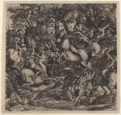 Battle of Nude Men af Domenico Campagnola