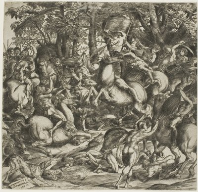 Slaget om de nøgne mænd af Domenico Campagnola