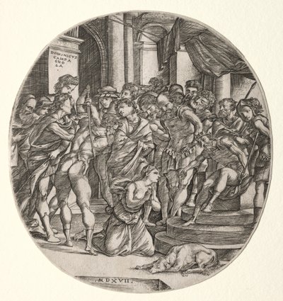 Halshugning af Saint Catherine, 1517. af Domenico Campagnola