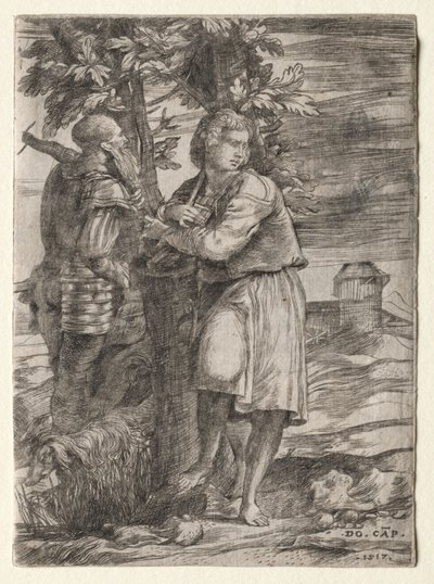 Hyrde og gammel kriger af Domenico Campagnola