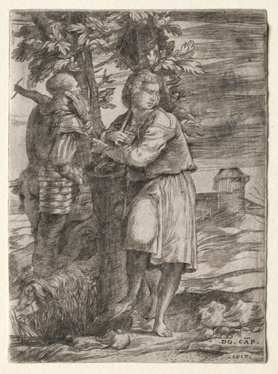 Hyrde og gammel kriger, 1517. af Domenico Campagnola