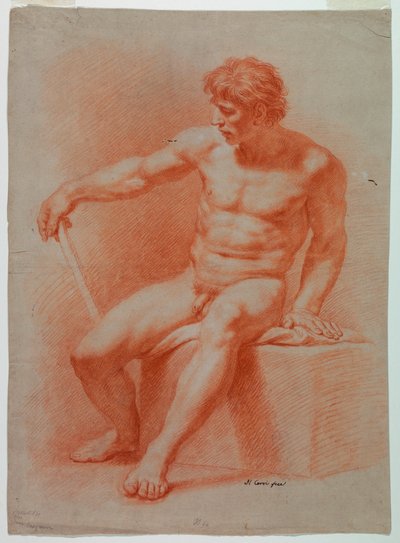 Tegning, Tegning, Nøgen, ca. 1740 af Domenico Corvi