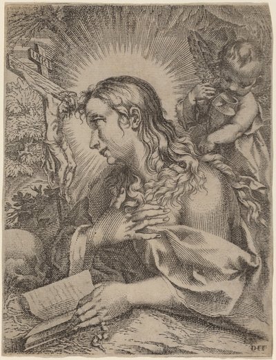 Den angrende Magdalene af Domenico Falcini after Francesco Villamena after Francesco Vanni
