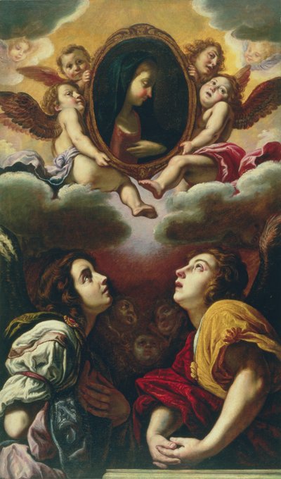 Flyvende og tilbedende engle, 1613-4 af Domenico Fetti or Feti