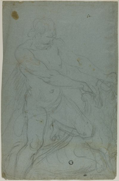 Samson og Løven (recto); Jomfru Maria med højre arm forlænget (verso) af Domenico Fiasella