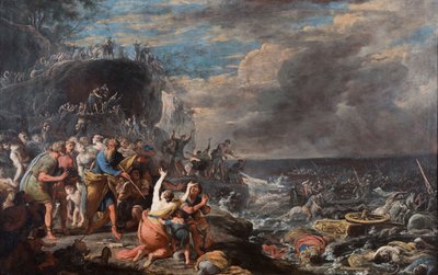 Israelitterne krydser Det Røde Hav, midten af det 17. århundrede.. af Domenico Gargiulo