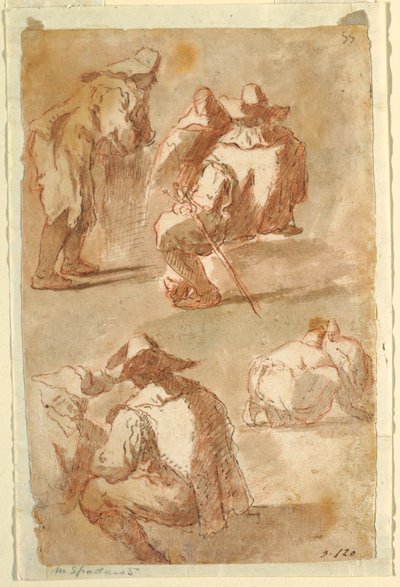 Figurstudier af Domenico Gargiulo, called Micco Spadaro