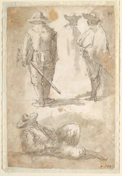 Figurstudier af soldater af Domenico Gargiulo, called Micco Spadaro