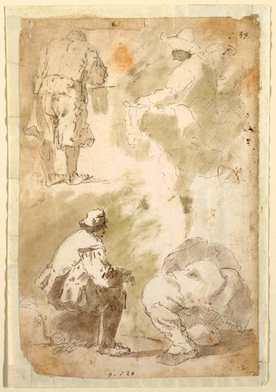 Fem mænd af Domenico Gargiulo, called Micco Spadaro
