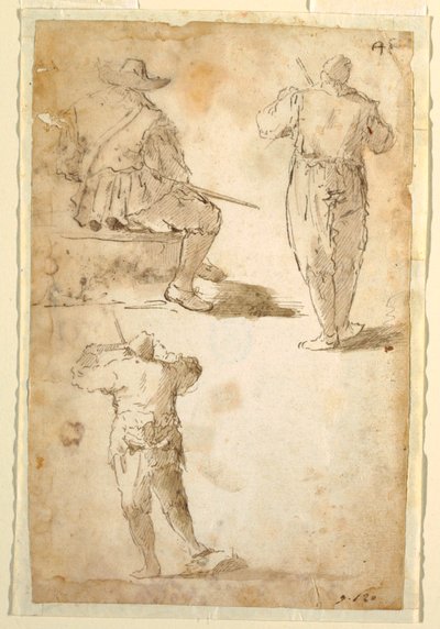 Tre Mænd af Domenico Gargiulo, called Micco Spadaro