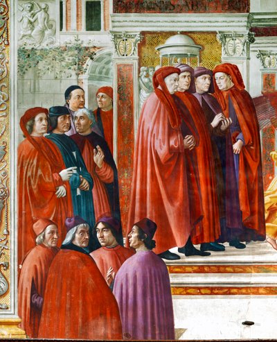 Bebudelse til Zakarias detalje - Forgrund: Florentinsk ... af Domenico Ghirlandaio