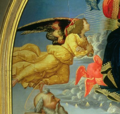 Kristus i herlighed med St.Benedict c.480-547, St.Romuald c.952-1027, St.Attinia, St.Grecinia og donoren, abbed Buonvicini, 1492 paneldetalje af 85137 af Domenico Ghirlandaio