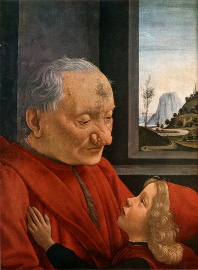 Italiensk: Ritratto di vecchio con nipote En gammel mand og hans barnebarn af Domenico Ghirlandaio