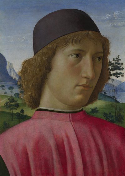 Portræt af en ung mand i rødt, ca 1485 af Domenico Ghirlandaio