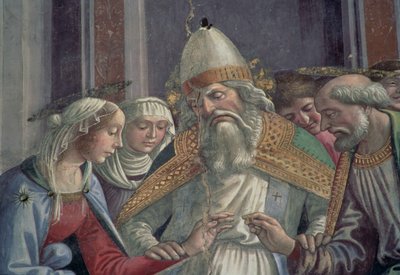 Modtagelse af ringen, fra Jomfruens ægteskab af Domenico Ghirlandaio