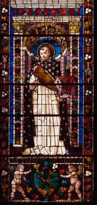 Repræsentation af Saint Thomas Aquinas (farvet glas af Domenico Ghirlandaio