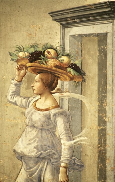 Kvinde, der bærer frugt, fra Johannes Døberens fødsel af Domenico Ghirlandaio
