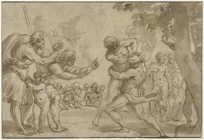 Herkules i Antaeus af Domenico I Piola