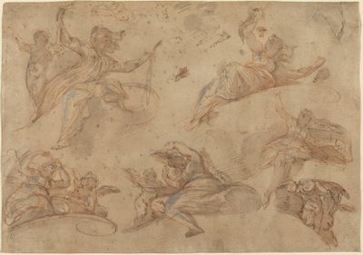 Allegoriske figurer set nedefra af Domenico Maria Canuti