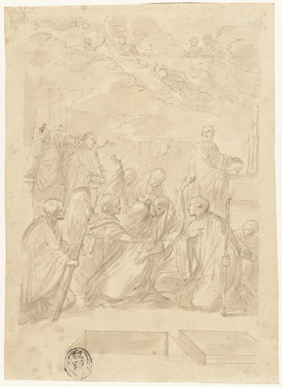 Sankt Benedikts død af Domenico Maria Canuti