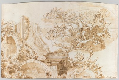 The Apotheosis of Romulus: Design for a Ceiling, ca. 1675-76. af Domenico Maria Canuti