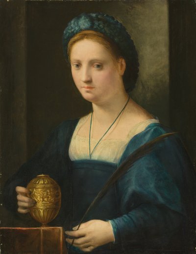 Portræt af en dame, som Maria Magdalena (olie på panel) af Domenico Puligo