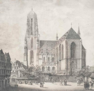 Litografi - Frankfurt - Kejserlig domkirke - Quaglio - 1819 af Domenico Quaglio the Younger
