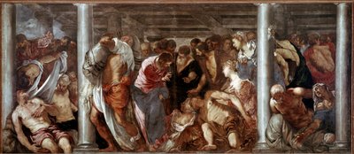 Kristus hører den lamme (probate pool). Maleri af Jacopo Robusti dit il Tintoretto (Tintoret af Domenico Robusti Tintoretto