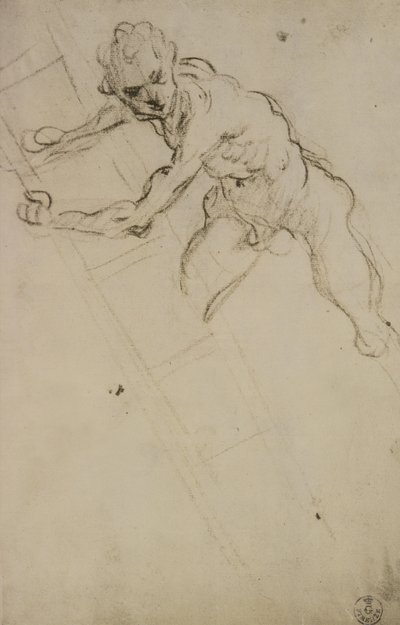 Studie af en figur til korsfæstelsen (kul på papir) af Domenico Robusti Tintoretto