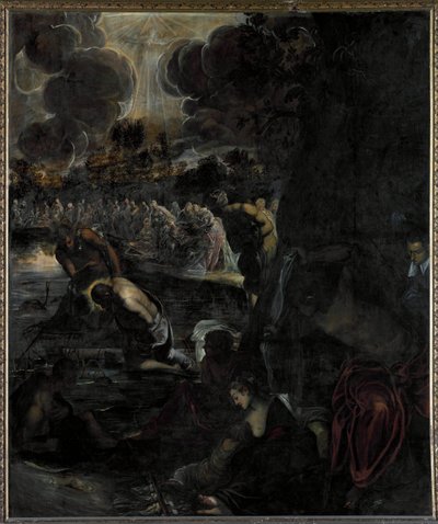 Kristi dåb - Olie på lærred af Domenico Robusti Tintoretto