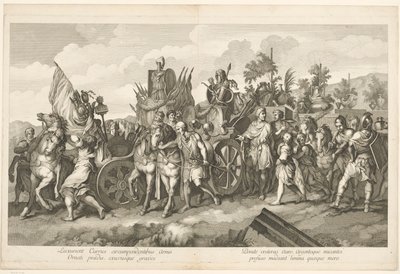 Militær procession med krigsbytte på vogn Alexander den Stores triumf i Babylon (serietitel) af Domenico Rossetti