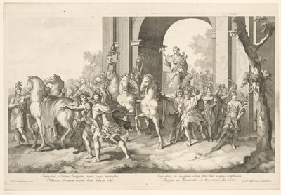 Militæroptog med Alexander den Store på triumfvogn Alexander den Stores triumf i Babylon (serietitel) af Domenico Rossetti