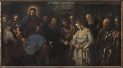 Kristus og den ægteskabelige kvinde af Domenico Tintoretto