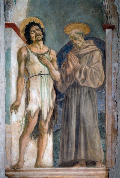 Sankt Johannes Døberen og Sankt Frans af Assisi - fresco af Domenico Veneziano