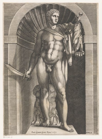 Skulptur af en kriger Speculum Romanae Magnificentiae (serietitel) af Domenico Vito