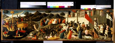 Battle Of Camilla And Aeneas (tempera på træ) af Domenico di Michelino