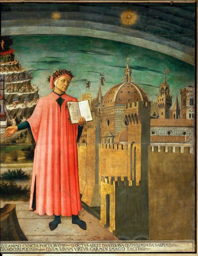 Dante Alighieri og udsigt over Firenze, Italien af Domenico di Michelino