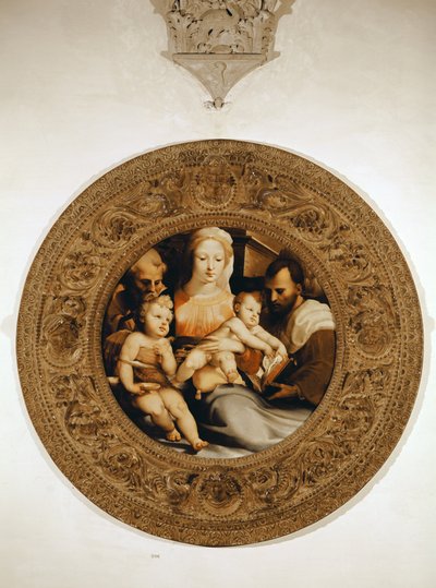 Den hellige familie og Johannes Døberen af Domenico di Pace Beccafumi  