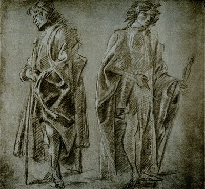 Draperistudier for to mandsfigurer af Domenico school of Ghirlandaio