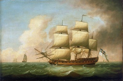 Britisk fregat. Olie på lærred af Dominic Serres (1719-1793). af Dominic Serres