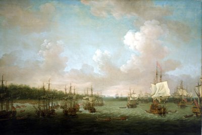 Syvårskrigen (1756-1763): Erobringen af Havana (Cuba) 1762, landsætning af kanoner og reserver den 30. juni, efter at Spanien var gået ind i konflikten i 1761, koncentrerede den britiske regering sine maritime offensiver mod spanske besiddelser i udlandet. af Dominic Serres