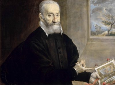 Portræt af Giulio Clovio 1498-1578, ca 1571. af Dominico El Greco