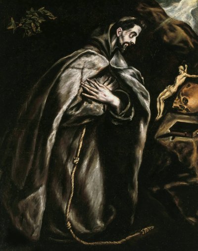 Sankt Frans beder, ca 1595. af Dominico El Greco
