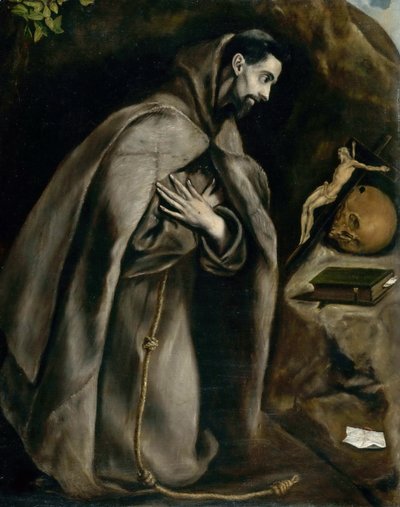 Sankt Frans beder, ca 1596-1600. af Dominico El Greco