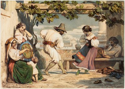 La Saltarelle, ca. 1800 (akvarel og gouache) af Dominique Louis Papety