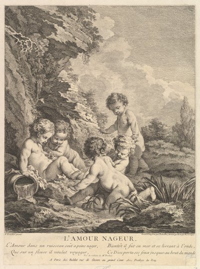 Børn svømning, ca. 1741 af Dominique Sornique