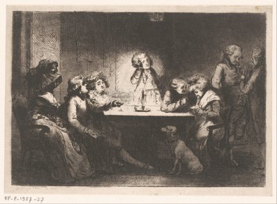 Samvær omkring et bord ved levende lys af Dominique Vivant Denon (baron)