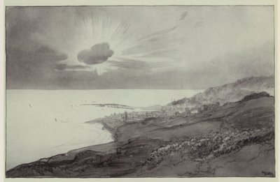 Lyme Regis fra Charmouth Hills (litografi) af Donald (after) Maxwell