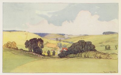 Nær Winterbourne Abbar (farvelitografi) af Donald (after) Maxwell